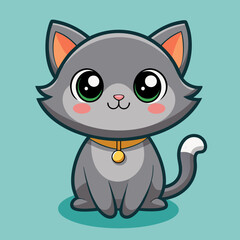 Cat vector illustration, animal isolated on white, pet silhouette, cat vector art