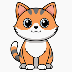 Cat vector illustration, animal isolated on white, pet silhouette, cat vector art