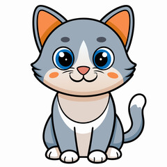 Cat vector illustration, animal isolated on white, pet silhouette, cat vector art