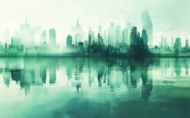 Fototapeta premium Abstract Vector Illustration, Futuristic green Urban city Landscape with Advanced Smart City Technology, de- urbanization concept, Graphic Resources, Wallpapers, Brochure, banner design, Advertising, 