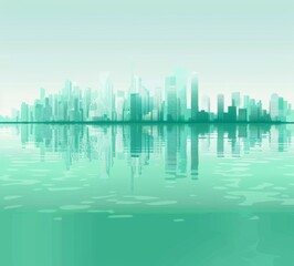 Fototapeta premium Abstract Vector Illustration, Futuristic green Urban city Landscape with Advanced Smart City Technology, de- urbanization concept, Graphic Resources, Wallpapers, Brochure, banner design, Advertising, 