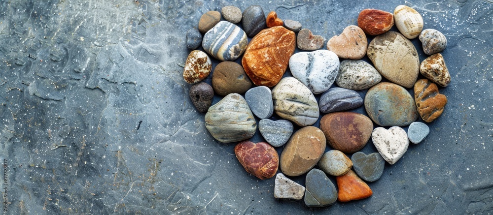 Aufkleber a heart shaped arrangement of stones for valentine s day with clear space for personalized images. c