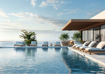 Luxury Poolside Relaxation at a Modern Resort