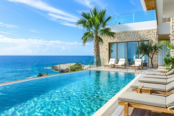 Fototapeta premium Luxury Villa with Infinity Pool and Ocean Views