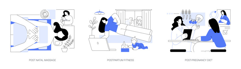 Post-pregnancy service isolated cartoon vector illustrations se