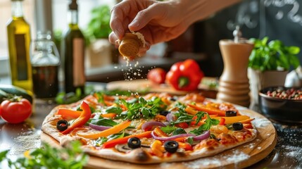 The Hand Seasoning Pizza