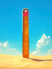 Summer high temperature environment warning thermometer scale illustration material poster background
