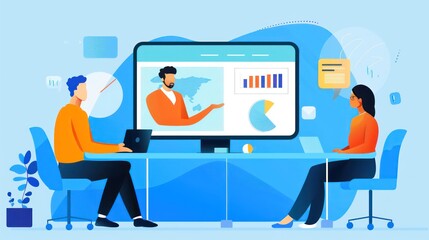 A virtual training session for employees conducted by a corporate trainer 