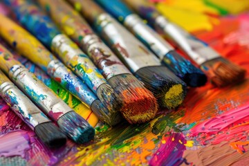 Fototapeta premium Painting Utensils. Close up of Art Supplies for Crafting and Painting