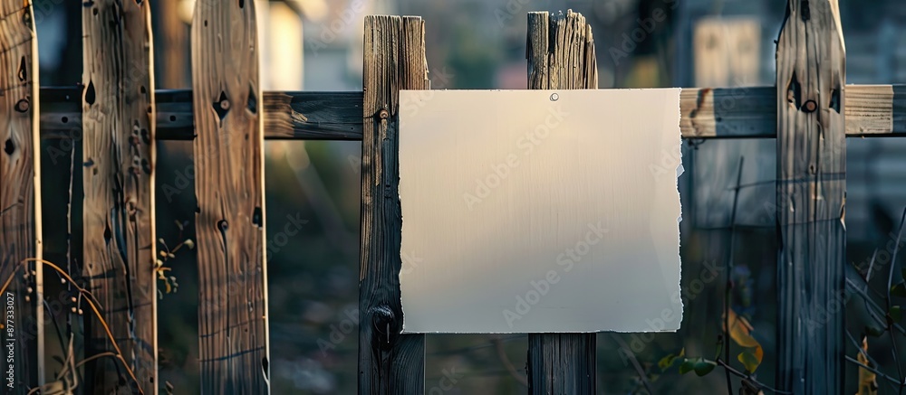 Poster a sheet of paper displayed on a fence with available copy space image opportunity