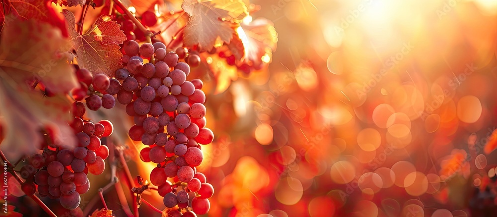 Canvas Prints autumn garden highlighted by vibrant red leaves of wild grapes creating a picturesque scene with a b