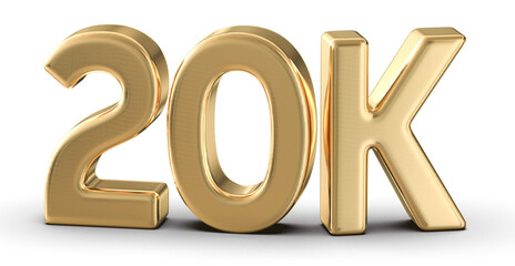 20k Followers Gold Number 3D Render