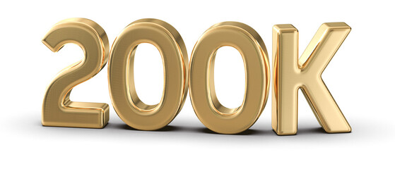 200k Followers Gold Number 3D Render