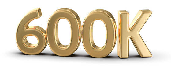 600k Followers Gold Number 3D Render
