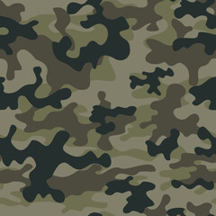 Fototapeta premium forest camouflage khaki background vector pattern, hunting print