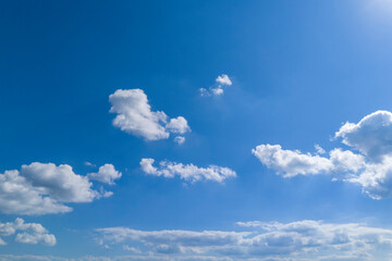 blue sky with white cloud background. Clear blue sky and white clouds