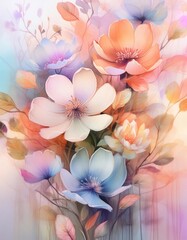 Abstract colored flowers for greeting card, holiday concept
