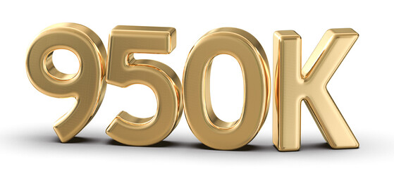 950k Followers Gold Number 3D Render
