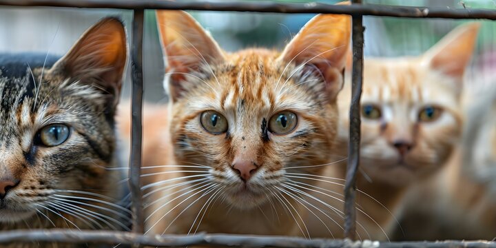 Stray Cats Welfare Organization provides food medical support and shelter for cats. Concept Animal Welfare, Stray Cats, Food Support, Medical Assistance, Shelter Care