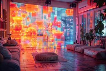 a photo of an augmented reality experience that is displaying facts and figures for a beverage trend report