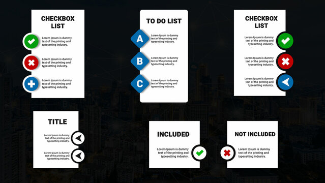 Mini Shape With Text And Checkbox Icons