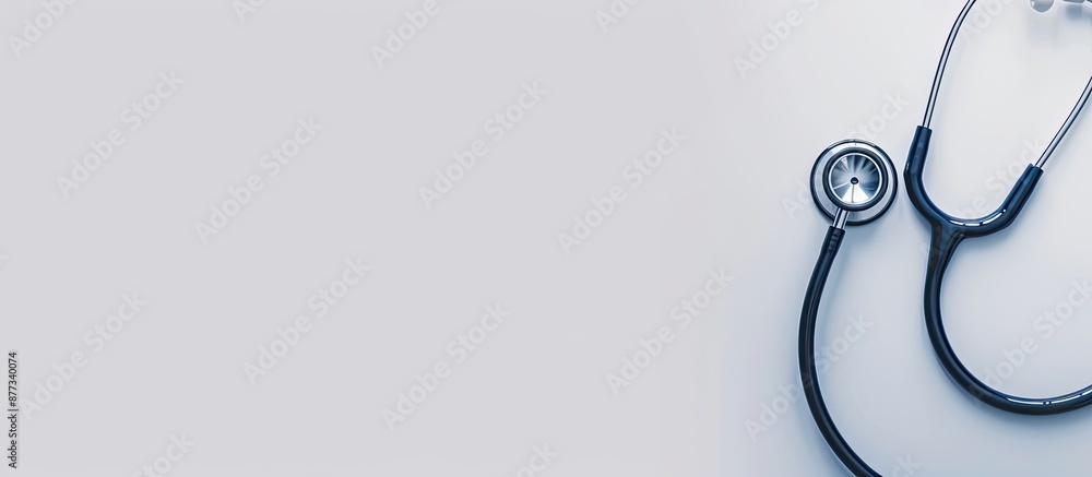 Poster copy space image of a doctor s stethoscope on a clean white backdrop for adding text