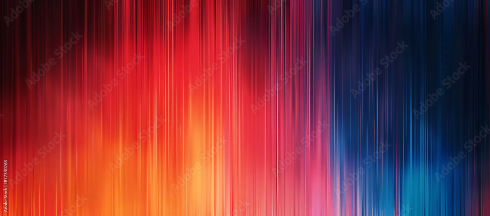 Poster abstract red, blue and orange background with vertical lines of different shades of color. the patte