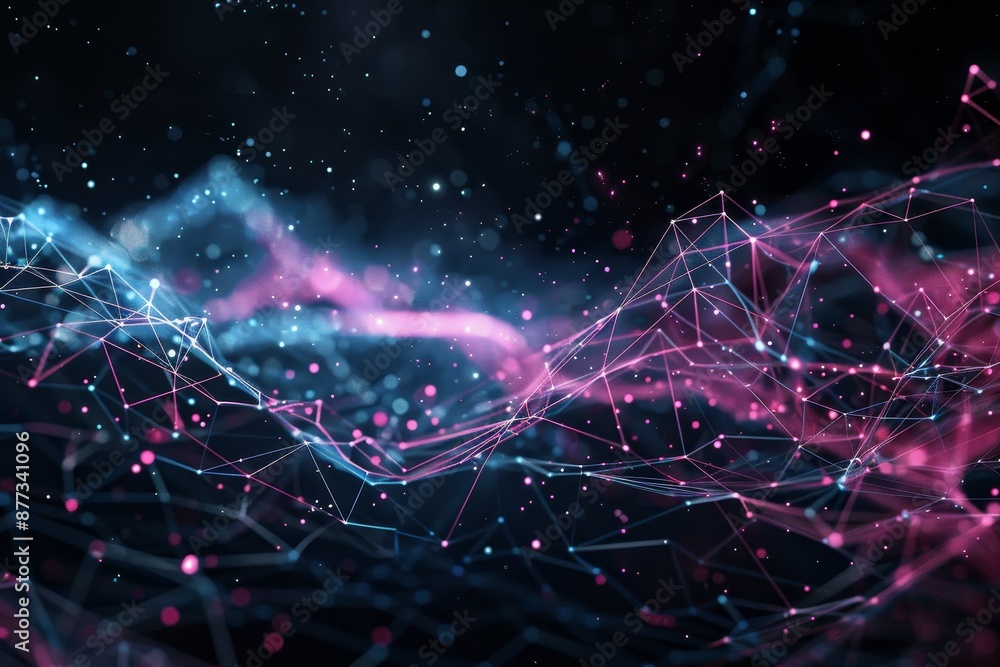 Poster this colorful wallpaper features wavy waves, glowing dots, and neon lights. wave elements are part o