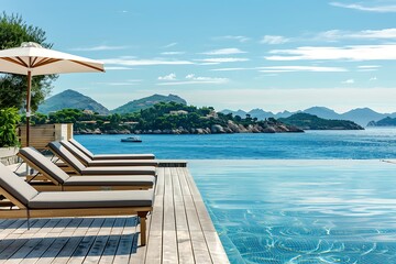 Obraz premium Luxury Poolside Oasis with Mountain Views