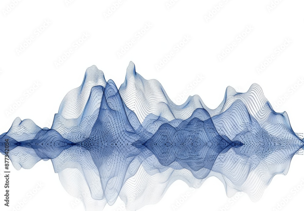 Poster an abstract 3d rendering of waves with particles on a white background. a futuristic background with