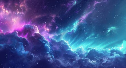 Fototapeta premium Aurora Abstract Background. Amazing Aurora Borealis Boom in the Atmosphere