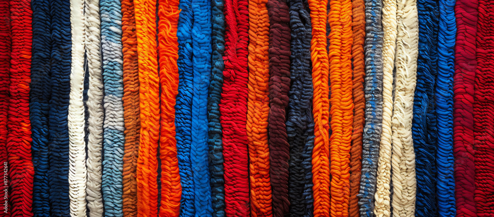 Poster abstract red, blue and orange background with vertical lines of different shades of color. the patte