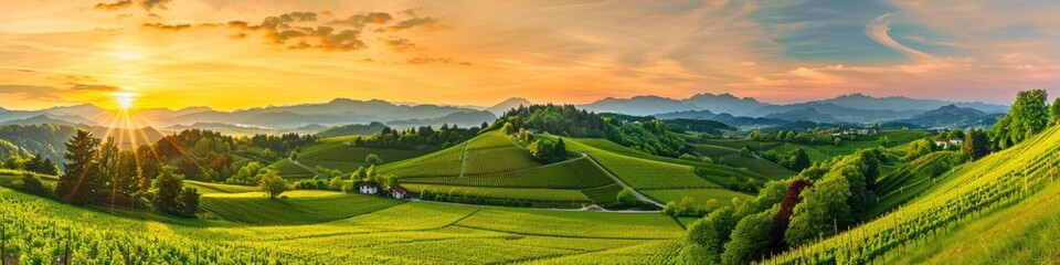 Fototapeta premium Slovenia Country. Idyllic Landscape of South Styria Vineyards near Austria-Slovenia Border