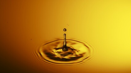 Macro Shot of Coffee Drop Splashing into Liquid.