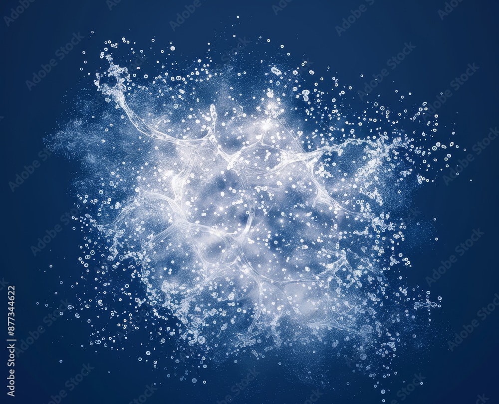 Poster an abstract rendering of chaotic particles. flying cubes in empty space. dynamic shapes. futuristic 