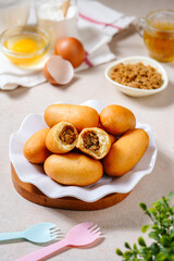 Luti Gendang is Anambas (Indonesia) island special food, make from eggs, flour, filled with grated fish.