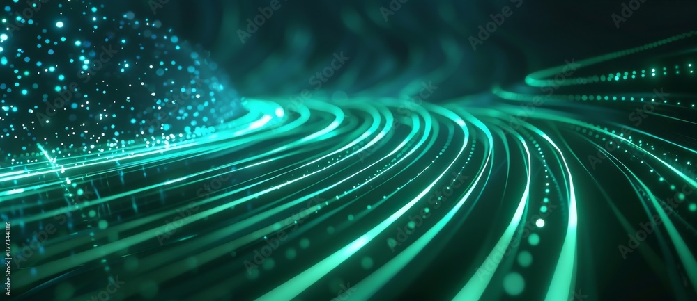 Poster in this sci-fi futuristic 3d illustration, there is a gateway to data. information is protected and 