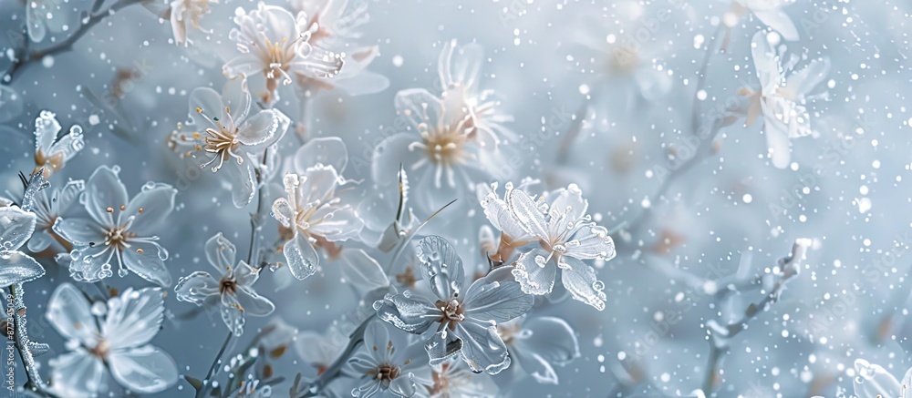 Aufkleber winter themed background featuring flowers encased in ice ideal for adding text or graphics with a c