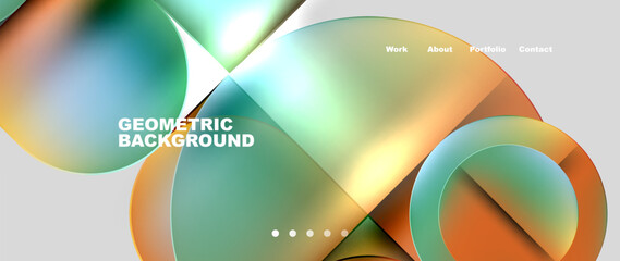 Circles and lines. Bright colorful geometry with glassmorphism effect. Vector Illustration For Wallpaper, Banner, Background, Card, Book Illustration, landing page