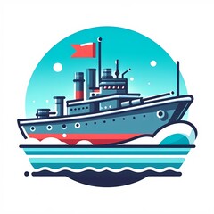 Fototapeta premium Modern colorful ship boat vector illustration isolated on a white background