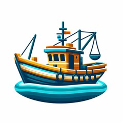 Modern colorful ship boat vector illustration isolated on a white background
