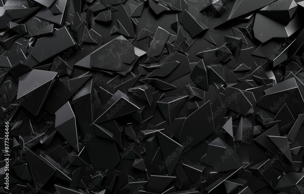 Poster a 3d rendering of a chaotic surface. contemporary background with futuristic polygonal shapes. low p