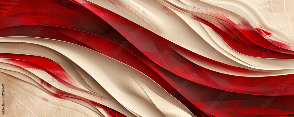 Poster abstract background with stripes of red and white in the style of digital painting. abstract composi