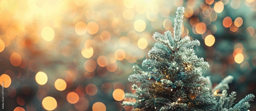 Poster an eye catching christmas tree against a bright backdrop with ample copy space image and a delightfu