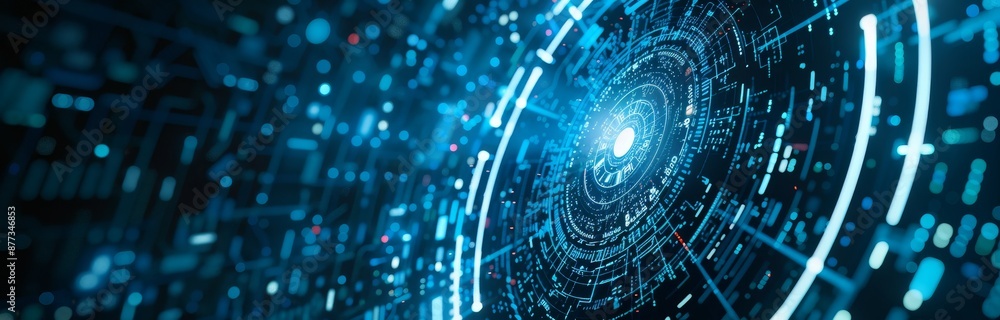 Poster background image of a technology style hi-tech sci-fi in an abstract style