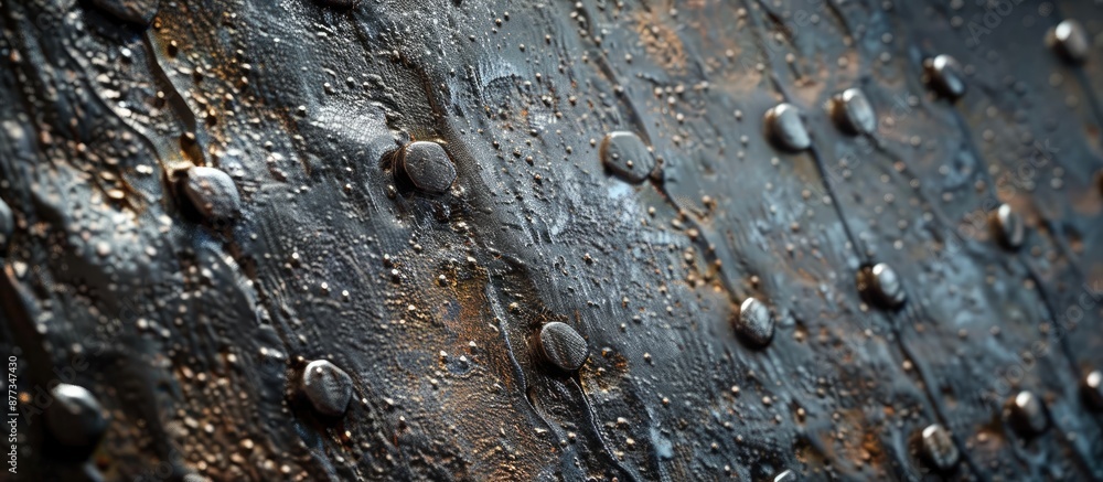 Poster a detailed close up image of a metal texture with an abstract pattern allowing for ample copy space 