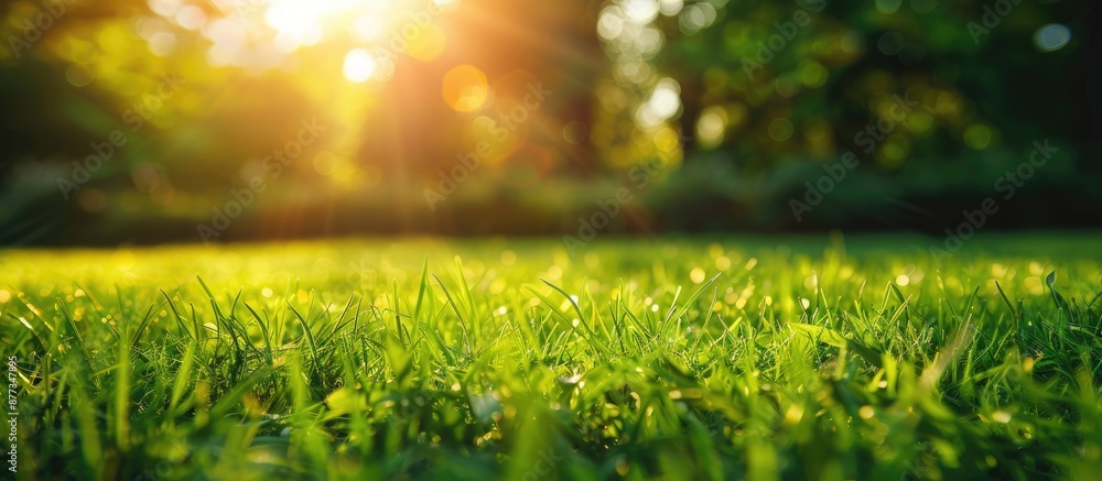 Poster field of fresh grass with shallow depth for copy space image