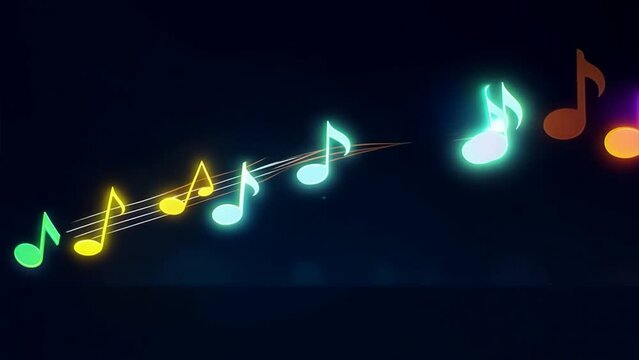 Glowing digital music notes background with medical heartbeat concept