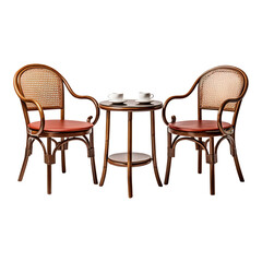 Fototapeta premium two chairs and table on transparent background, clipping path, png, 