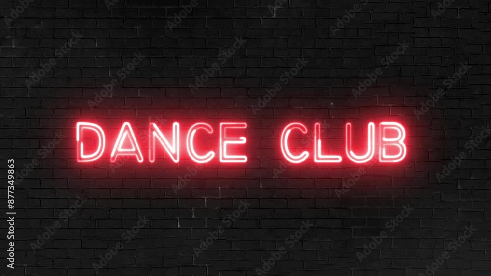 Poster dance club text font with light. luminous and shimmering haze inside the letters of the text dance c